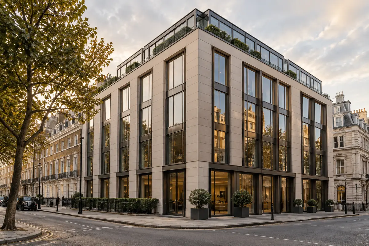 Modern commercial property representing structured property finance